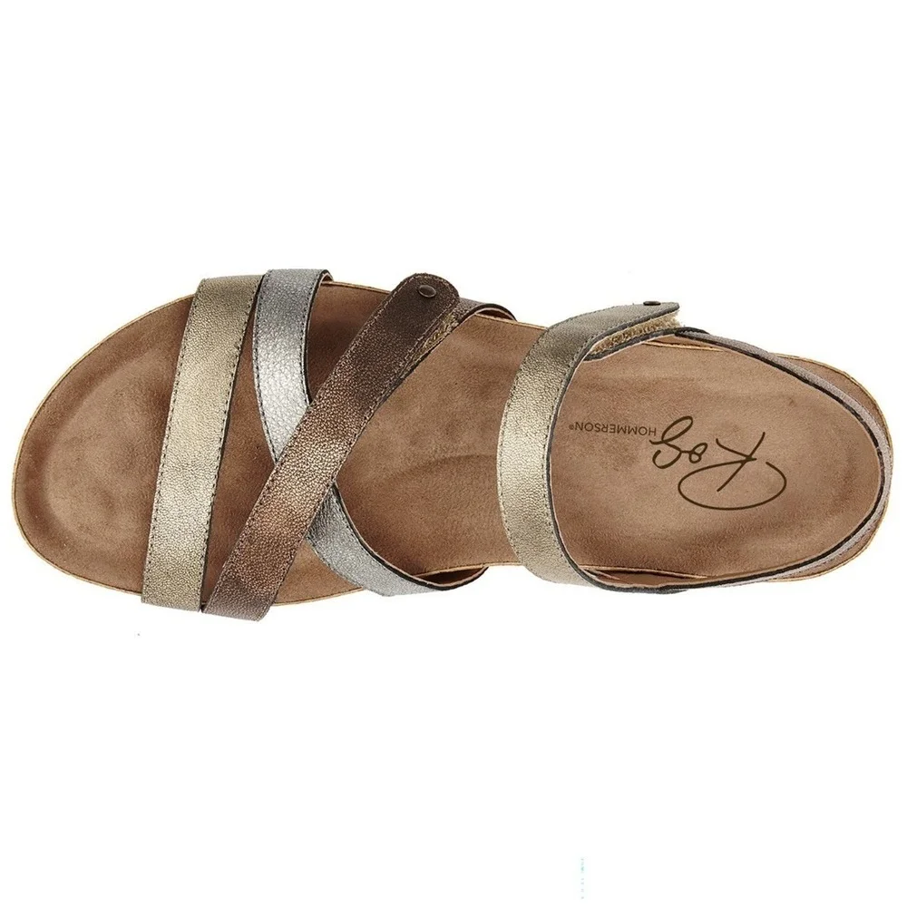 Ros Hommerson Womens Metallic Strappy Cork Wedge Sandals Gold Silver Bronze 10 M - Picture 2 of 7